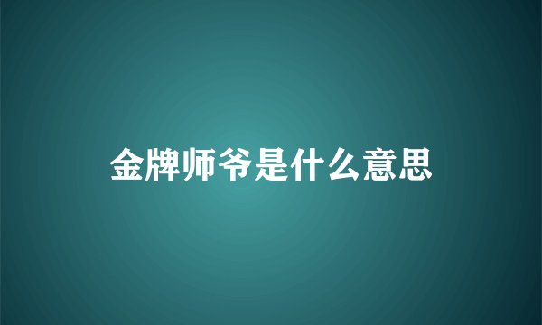 金牌师爷是什么意思
