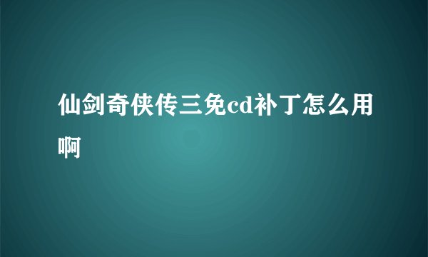 仙剑奇侠传三免cd补丁怎么用啊
