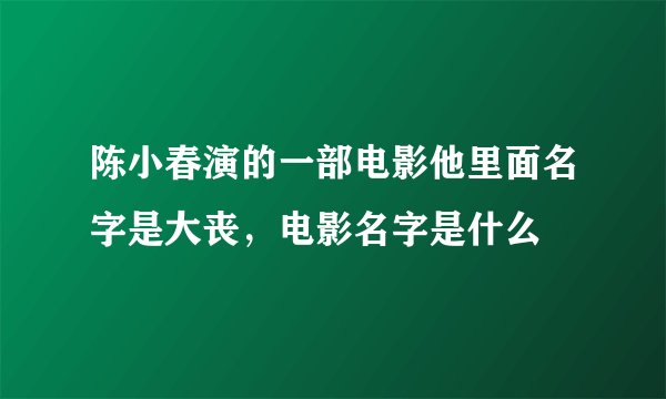 陈小春演的一部电影他里面名字是大丧，电影名字是什么