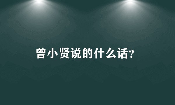 曾小贤说的什么话？