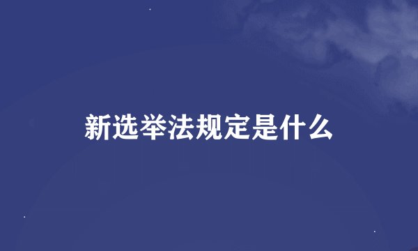 新选举法规定是什么