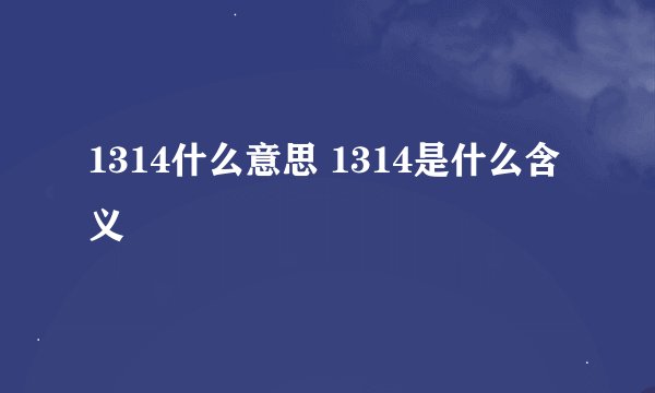1314什么意思 1314是什么含义