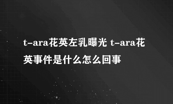 t-ara花英左乳曝光 t-ara花英事件是什么怎么回事