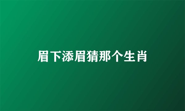 眉下添眉猜那个生肖