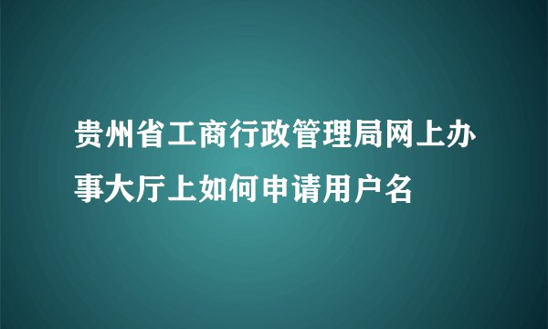 贵州省工商行政管理局网上办事大厅上如何申请用户名