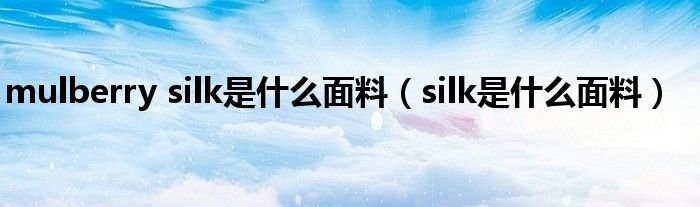 mulberrysilk是什么面料silk是什么面料