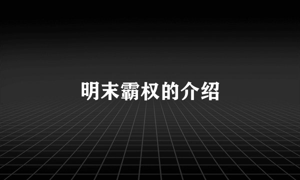 明末霸权的介绍