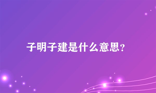 子明子建是什么意思？