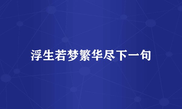 浮生若梦繁华尽下一句