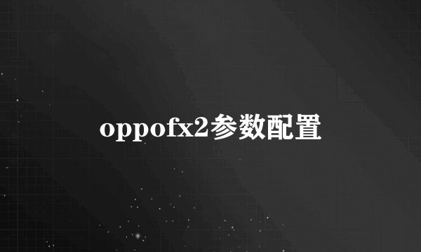 oppofx2参数配置