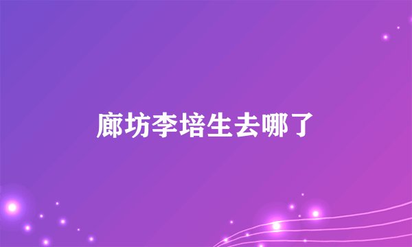 廊坊李培生去哪了