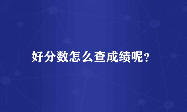 好分数怎么查成绩呢？