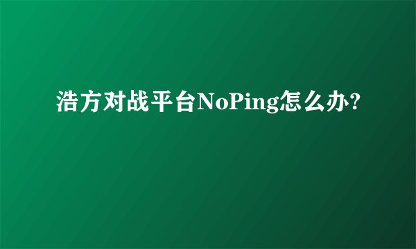 浩方对战平台NoPing怎么办?