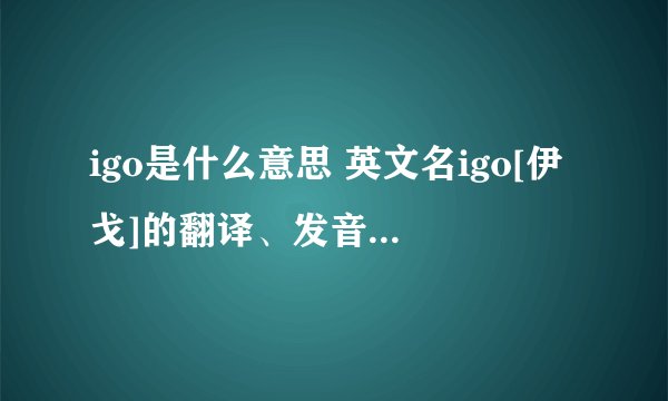 igo是什么意思 英文名igo[伊戈]的翻译、发音、来源？
