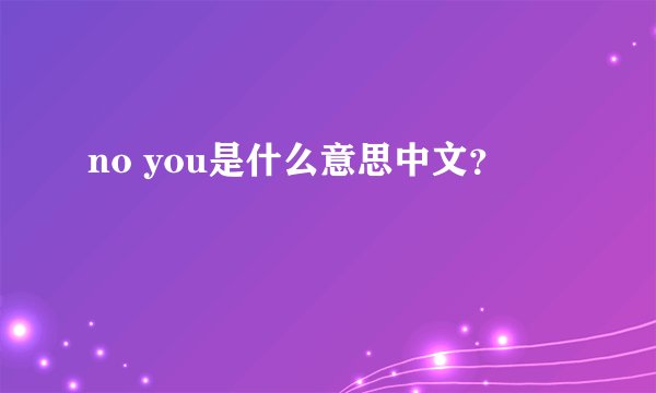 no you是什么意思中文？