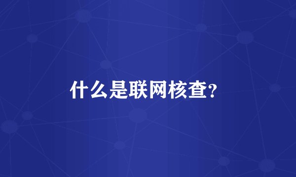 什么是联网核查？