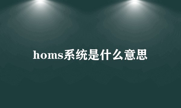 homs系统是什么意思