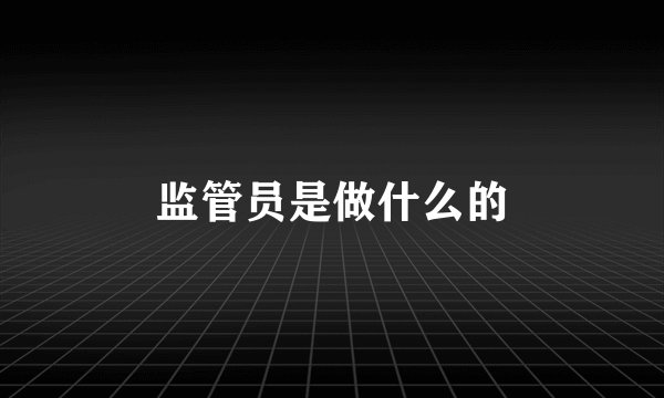 监管员是做什么的