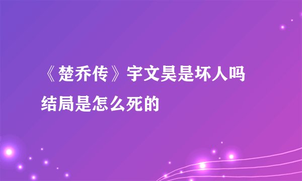 《楚乔传》宇文昊是坏人吗 结局是怎么死的