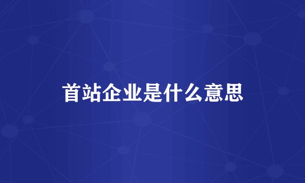 首站企业是什么意思