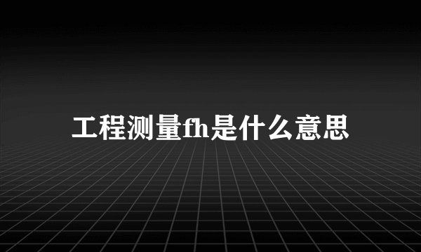 工程测量fh是什么意思