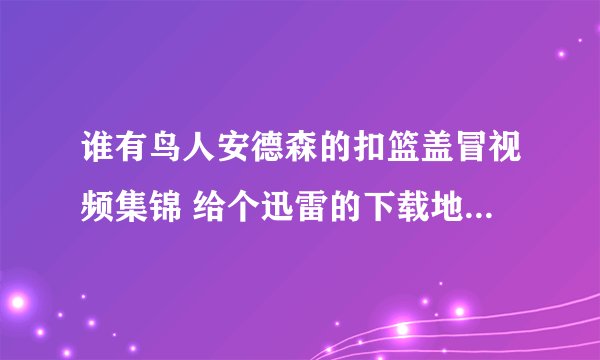 谁有鸟人安德森的扣篮盖冒视频集锦 给个迅雷的下载地址 要清楚的 谢了  3Q