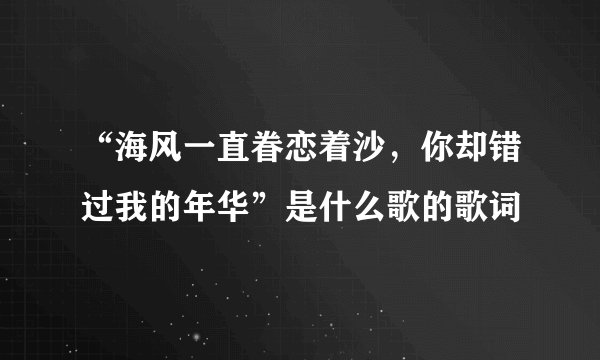 “海风一直眷恋着沙，你却错过我的年华”是什么歌的歌词