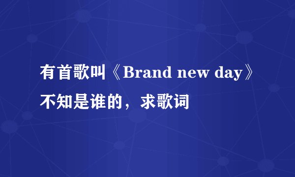 有首歌叫《Brand new day》不知是谁的，求歌词