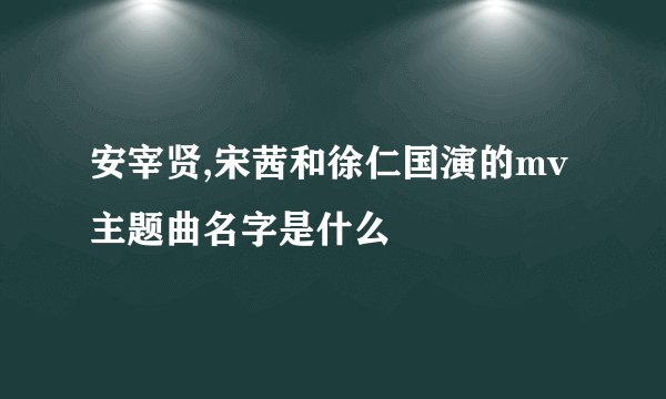 安宰贤,宋茜和徐仁国演的mv主题曲名字是什么