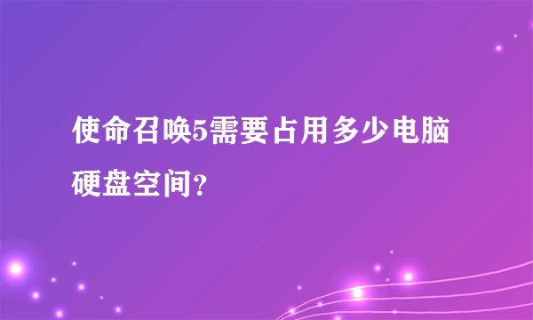 使命召唤5需要占用多少电脑硬盘空间？