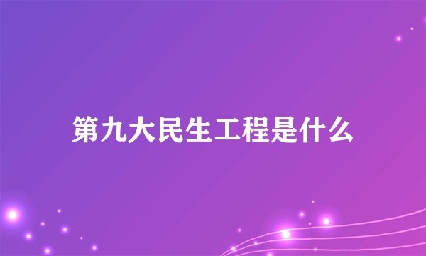 第九大民生工程是什么