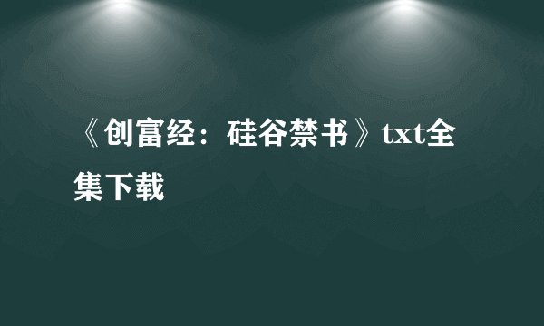 《创富经：硅谷禁书》txt全集下载