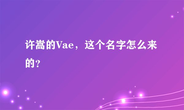 许嵩的Vae，这个名字怎么来的？