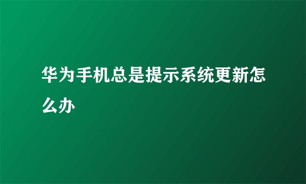 华为手机总是提示系统更新怎么办