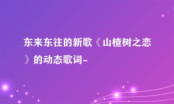 东来东往的新歌《山楂树之恋》的动态歌词~