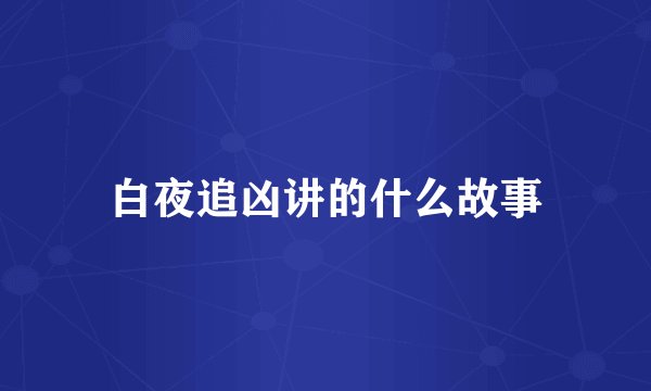 白夜追凶讲的什么故事