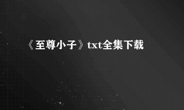 《至尊小子》txt全集下载
