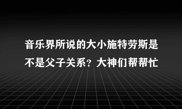 音乐界所说的大小施特劳斯是不是父子关系？大神们帮帮忙