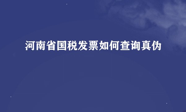 河南省国税发票如何查询真伪