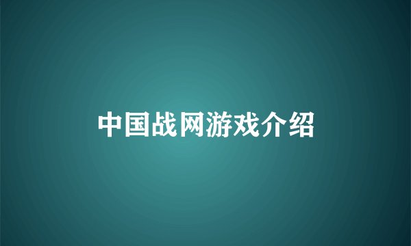 中国战网游戏介绍