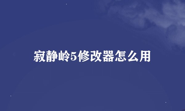 寂静岭5修改器怎么用
