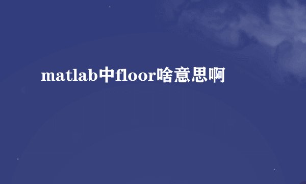 matlab中floor啥意思啊