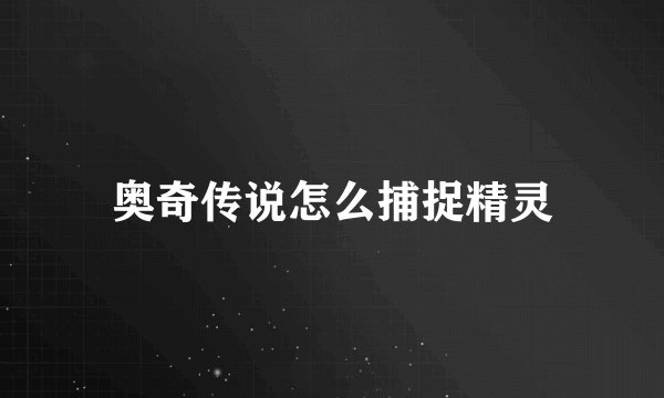 奥奇传说怎么捕捉精灵