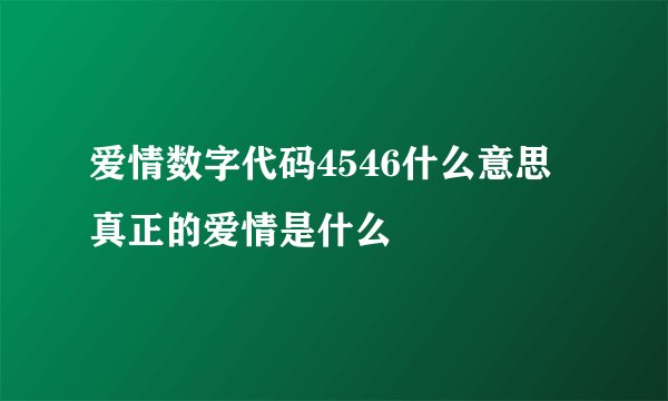 爱情数字代码4546什么意思 真正的爱情是什么
