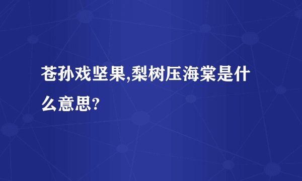 苍孙戏坚果,梨树压海棠是什么意思?
