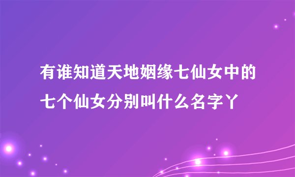 有谁知道天地姻缘七仙女中的七个仙女分别叫什么名字丫