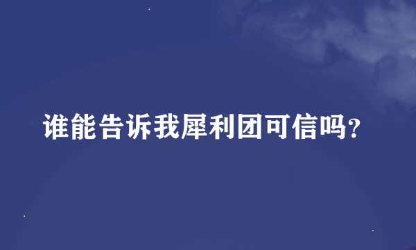 谁能告诉我犀利团可信吗？