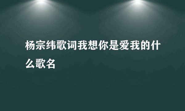 杨宗纬歌词我想你是爱我的什么歌名
