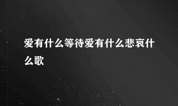 爱有什么等待爱有什么悲哀什么歌