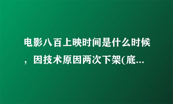 电影八百上映时间是什么时候，因技术原因两次下架(底有望上映)